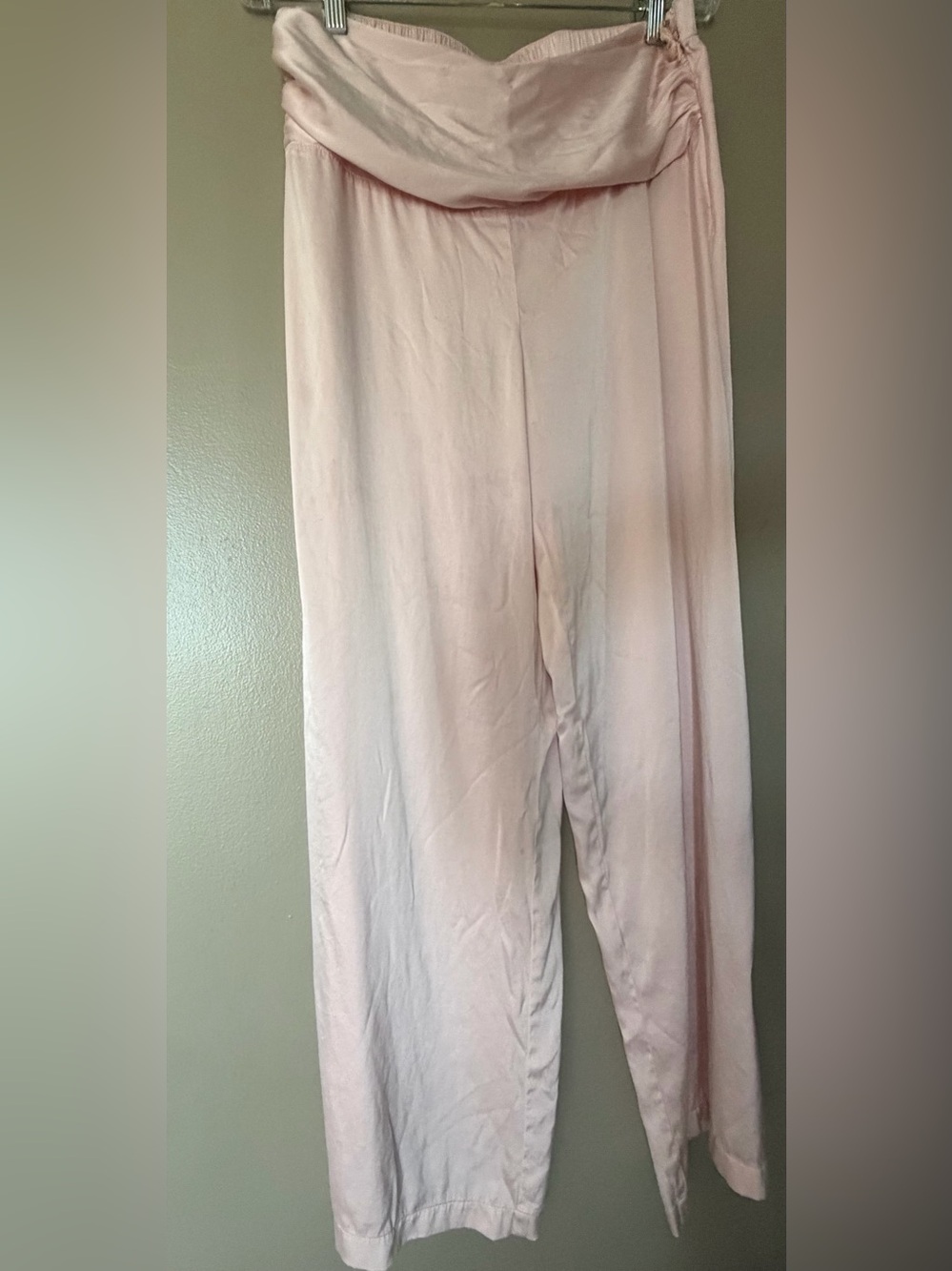 GUC Pink Women's Wide-Leg Silky Soft Pajama Pants Pastel Cozy Retro Glam Night L